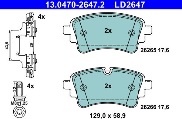 ATE 13.0470-2647.2 - Juego de pastillas de freno parts5.com