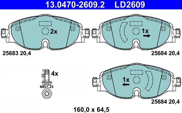 ATE 13.0470-2609.2 - Sada brzdových platničiek kotúčovej brzdy parts5.com