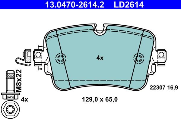 ATE 13.0470-2614.2 - Juego de pastillas de freno parts5.com