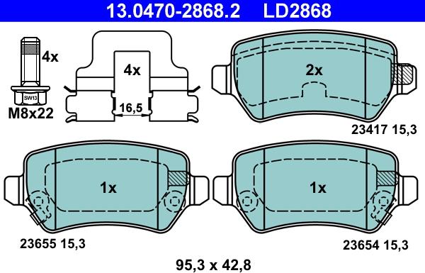 ATE 13.0470-2868.2 - Brake Pad Set, disc brake parts5.com