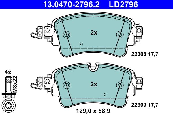 ATE 13.0470-2796.2 - Juego de pastillas de freno parts5.com