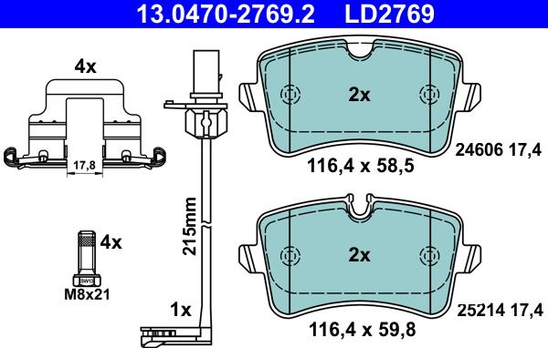 ATE 13.0470-2769.2 - Fékbetétkészlet, tárcsafék parts5.com