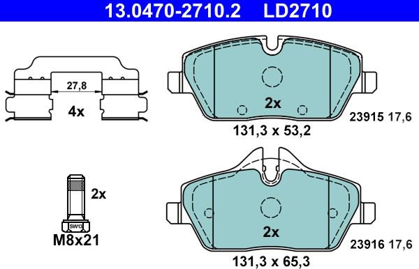 ATE 13.0470-2710.2 - Juego de pastillas de freno parts5.com