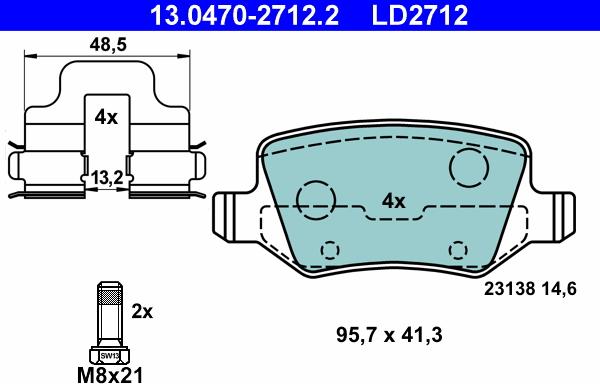 ATE 13.0470-2712.2 - Bremsbelagsatz, Scheibenbremse parts5.com