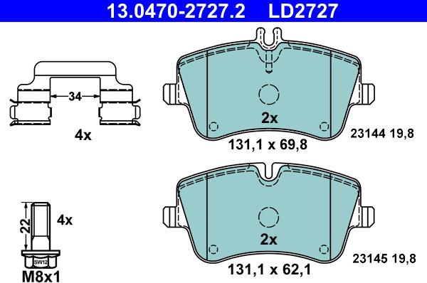 ATE 13.0470-2727.2 - Brake Pad Set, disc brake parts5.com