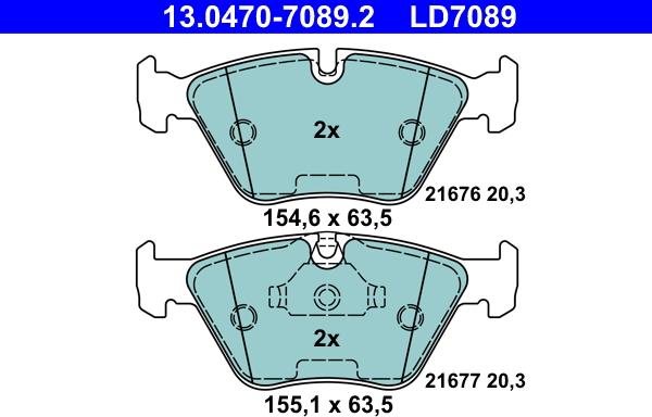 ATE 13.0470-7089.2 - Set placute frana,frana disc parts5.com