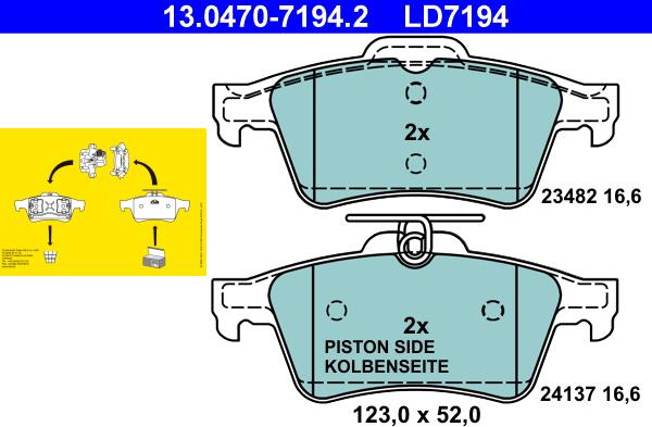 ATE 13.0470-7194.2 - Piduriklotsi komplekt,ketaspidur parts5.com