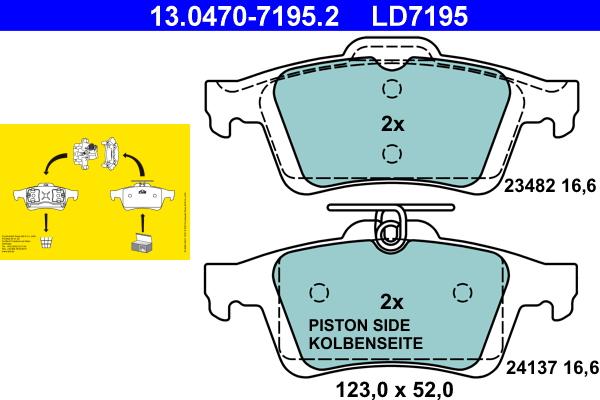 ATE 13.0470-7195.2 - Fren balata seti, diskli fren parts5.com