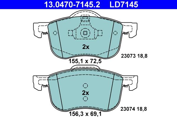 ATE 13.0470-7145.2 - Brake Pad Set, disc brake parts5.com