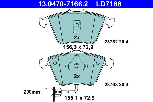 ATE 13.0470-7166.2 - Sada brzdových platničiek kotúčovej brzdy parts5.com