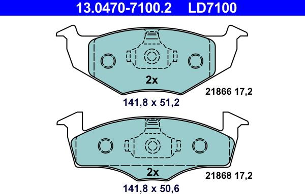 ATE 13.0470-7100.2 - Sada brzdových platničiek kotúčovej brzdy parts5.com