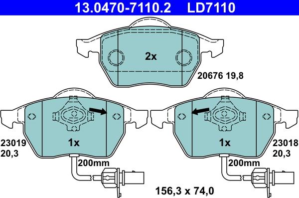 ATE 13.0470-7110.2 - Σετ τακάκια, δισκόφρενα parts5.com