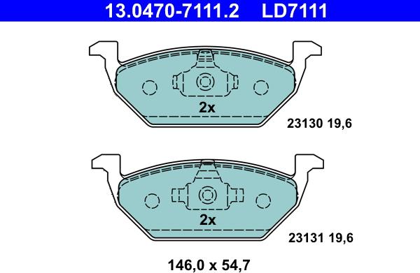 ATE 13.0470-7111.2 - Brake Pad Set, disc brake parts5.com