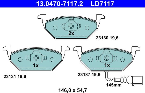 ATE 13.0470-7117.2 - Sada brzdových platničiek kotúčovej brzdy parts5.com