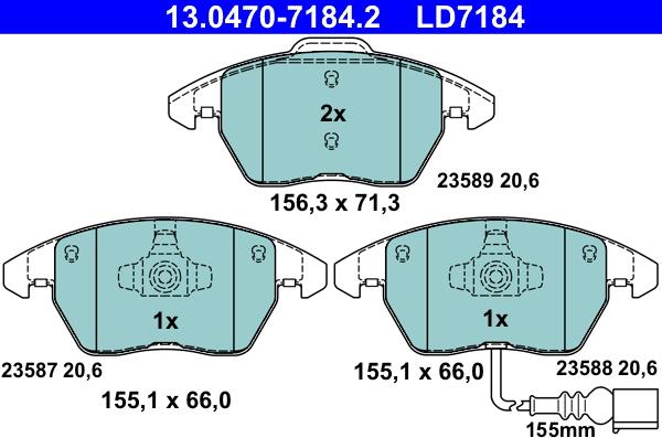 ATE 13.0470-7184.2 - Komplet pločica, disk-kočnica parts5.com