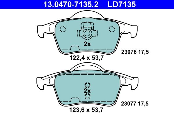 ATE 13.0470-7135.2 - Komplet zavornih oblog, ploscne (kolutne) zavore parts5.com