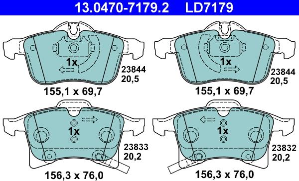 ATE 13.0470-7179.2 - Brake Pad Set, disc brake parts5.com