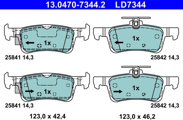 ATE 13.0470-7344.2 - Set placute frana,frana disc parts5.com