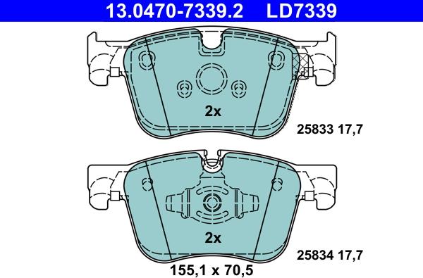 ATE 13.0470-7339.2 - Σετ τακάκια, δισκόφρενα parts5.com