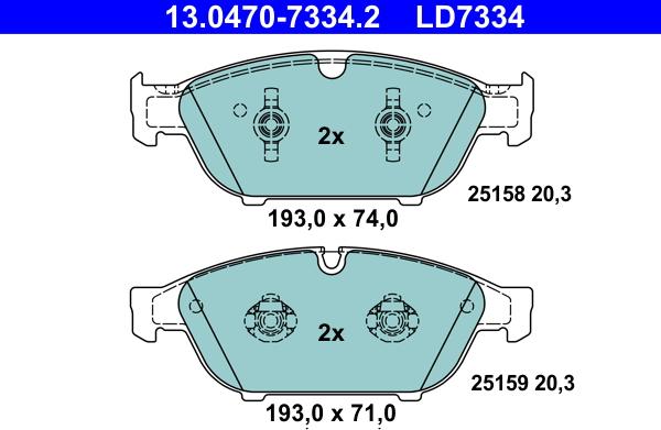 ATE 13.0470-7334.2 - Fren balata seti, diskli fren parts5.com