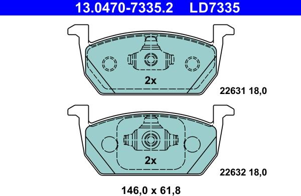 ATE 13.0470-7335.2 - Fren balata seti, diskli fren parts5.com