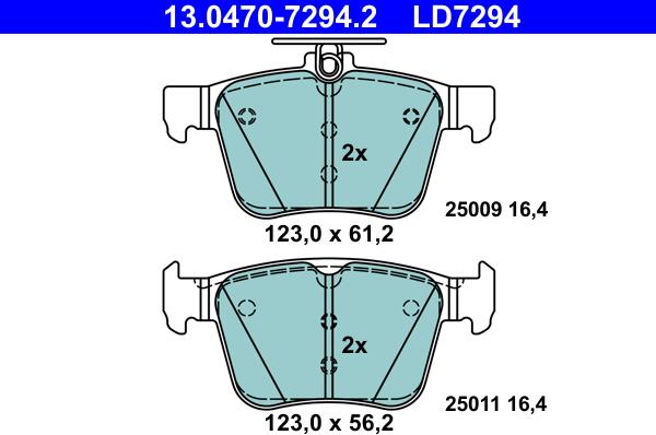 ATE 13.0470-7294.2 - Тормозные колодки, дисковые, комплект parts5.com