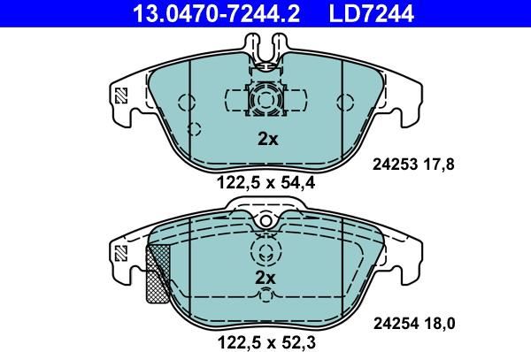 ATE 13.0470-7244.2 - Brake Pad Set, disc brake parts5.com