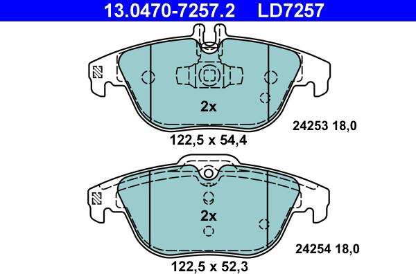 ATE 13.0470-7257.2 - Brake Pad Set, disc brake parts5.com