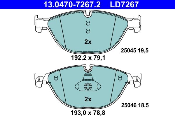 ATE 13.0470-7267.2 - Juego de pastillas de freno parts5.com