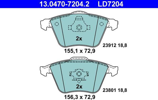 ATE 13.0470-7204.2 - Piduriklotsi komplekt,ketaspidur parts5.com