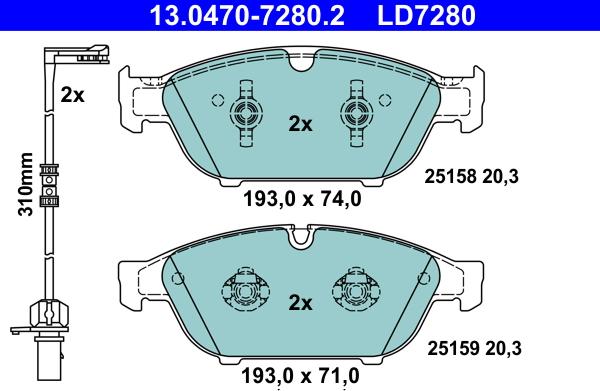 ATE 13.0470-7280.2 - Fren balata seti, diskli fren parts5.com