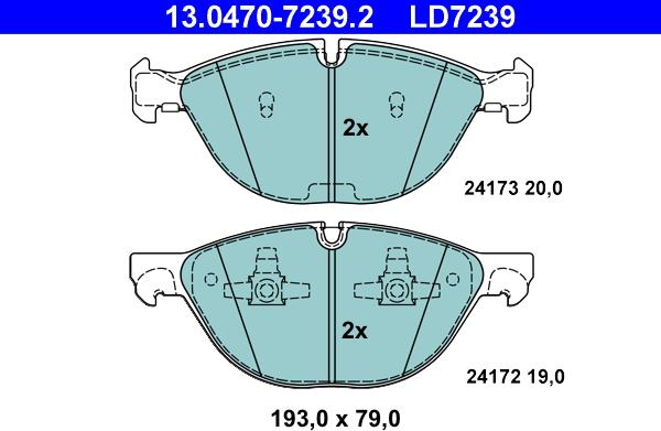 ATE 13.0470-7239.2 - Juego de pastillas de freno parts5.com