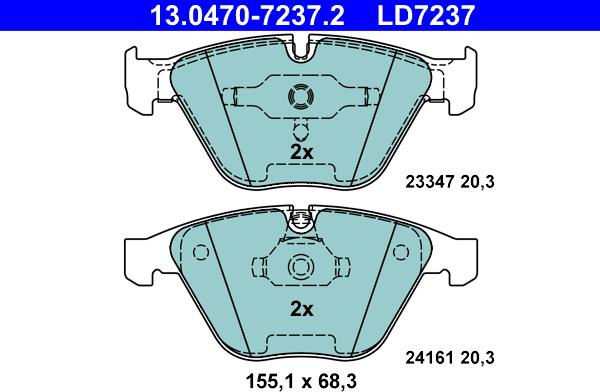 ATE 13.0470-7237.2 - Brake Pad Set, disc brake parts5.com