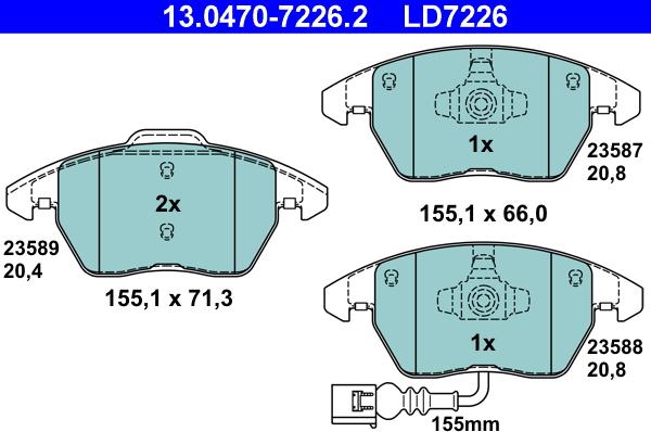 ATE 13.0470-7226.2 - Set placute frana,frana disc parts5.com