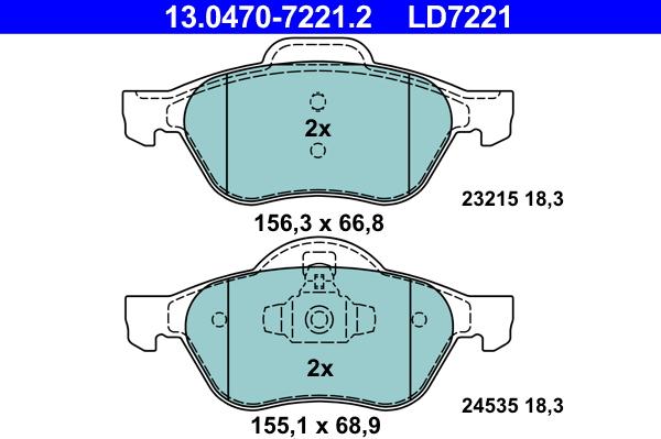 ATE 13.0470-7221.2 - Тормозные колодки, дисковые, комплект parts5.com