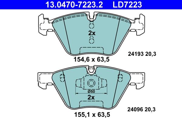 ATE 13.0470-7223.2 - Brake Pad Set, disc brake parts5.com