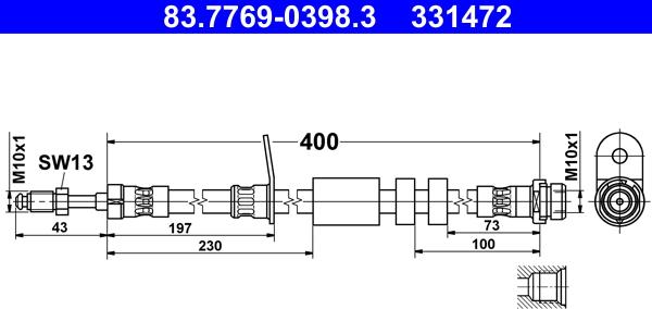 ATE 83.7769-0398.3 - Furtun frana parts5.com