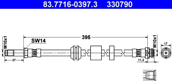 ATE 83.7716-0397.3 - Brake Hose parts5.com