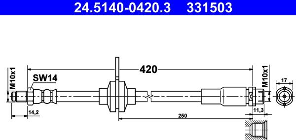 ATE 24.5140-0420.3 - Brake Hose parts5.com