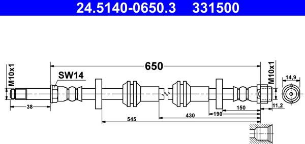 ATE 24.5140-0650.3 - Fékcső parts5.com