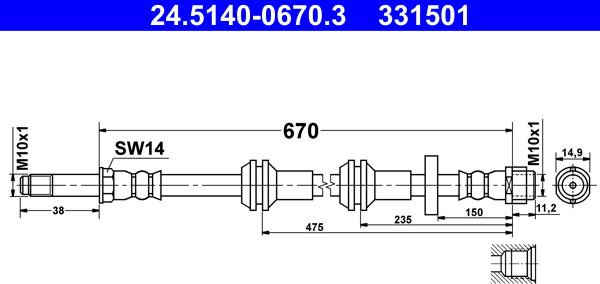 ATE 24.5140-0670.3 - Fékcső parts5.com