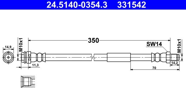 ATE 24.5140-0354.3 - Ελαστικός σωλήνας φρένων parts5.com