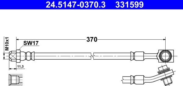 ATE 24.5147-0370.3 - Brake Hose parts5.com