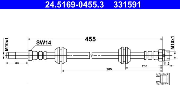 ATE 24.5169-0455.3 - Tubo flexible de frenos parts5.com