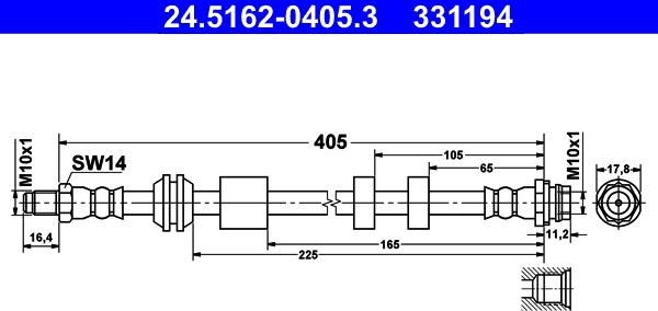 ATE 24.5162-0405.3 - Furtun frana parts5.com