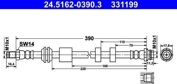 ATE 24.5162-0390.3 - Flexible de frein parts5.com