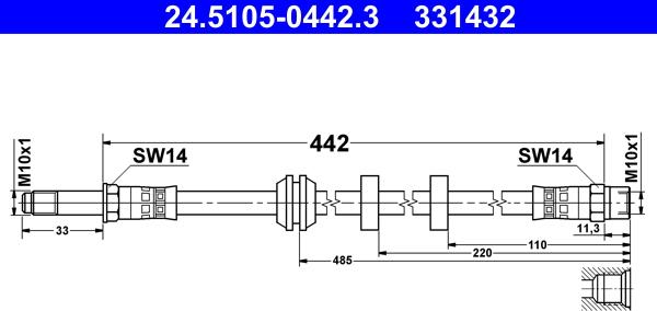 ATE 24.5105-0442.3 - Tubo flexible de frenos parts5.com