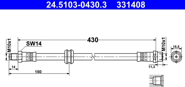 ATE 24.5103-0430.3 - Tubo flexible de frenos parts5.com
