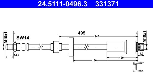 ATE 24.5111-0496.3 - Tubo flexible de frenos parts5.com