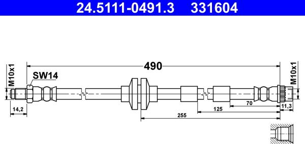 ATE 24.5111-0491.3 - Tubo flexible de frenos parts5.com